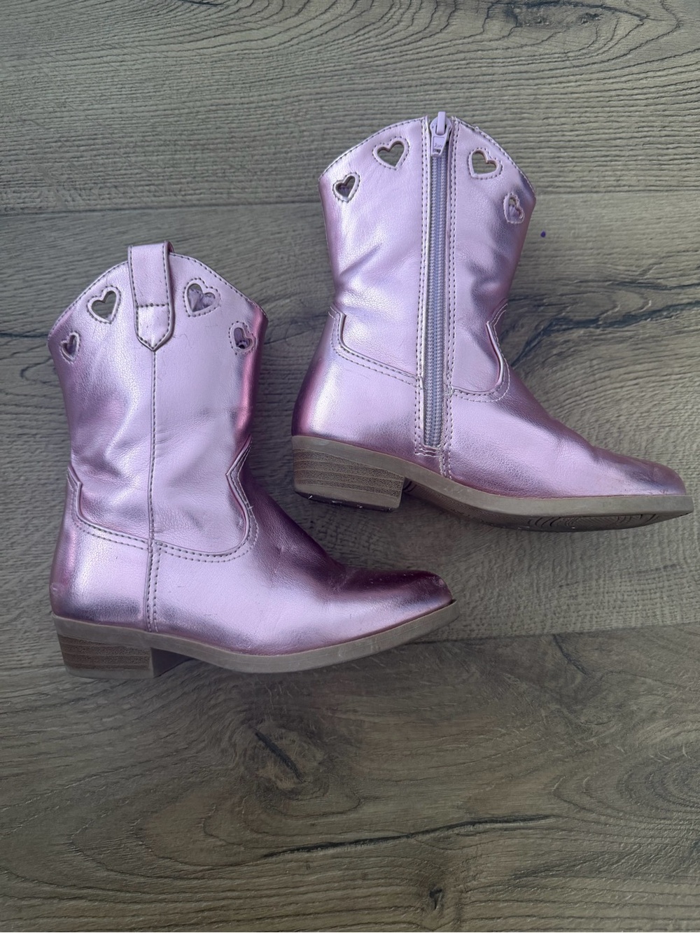 wonder nation Metallic Pink Heart Cutout Cowboy Boots